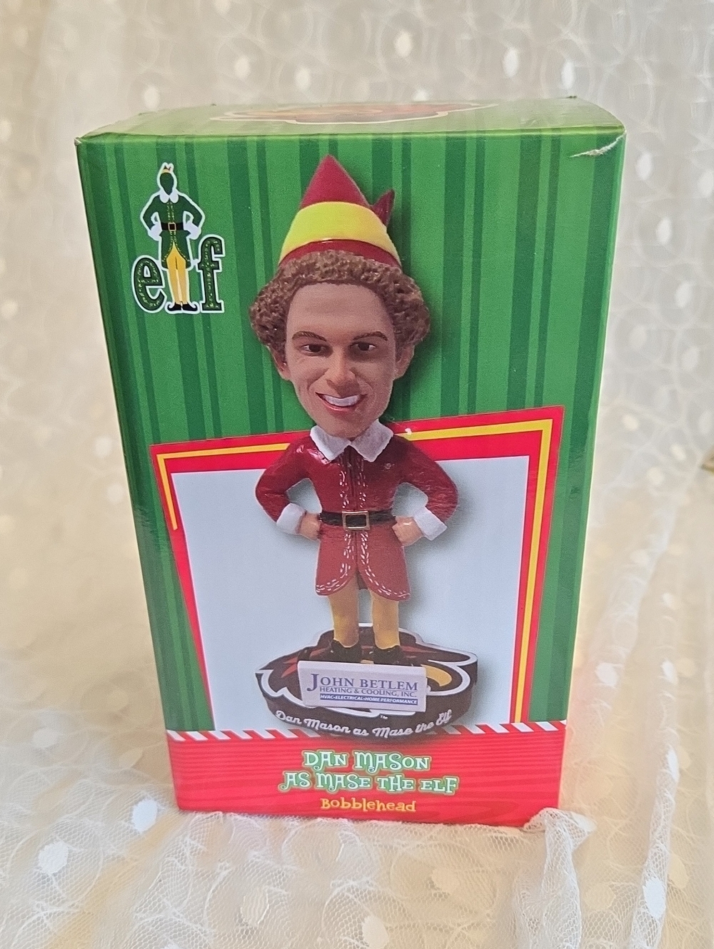 NIB Elf Dan Mason Red & Yellow Holiday Bobblehead by Elf